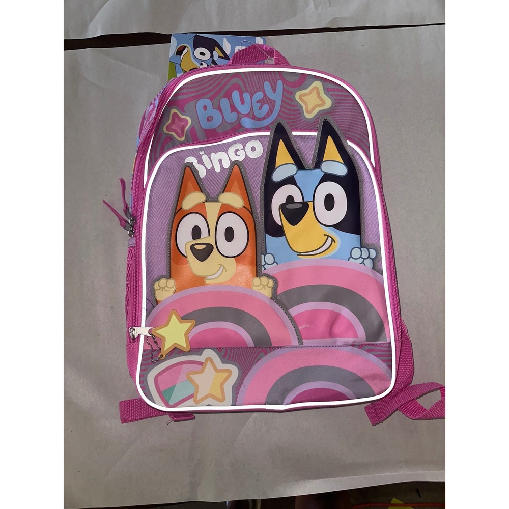 Bluey and Bingo Kids Backpack Pink Purple School Bag NWT